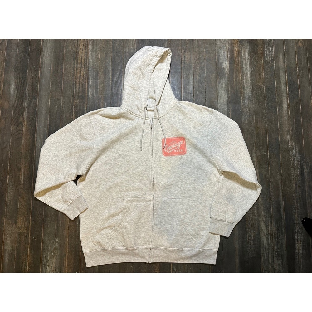 Lane Seven Garage Beer Full Zip Hoodie Oatmeal Heather Graphic